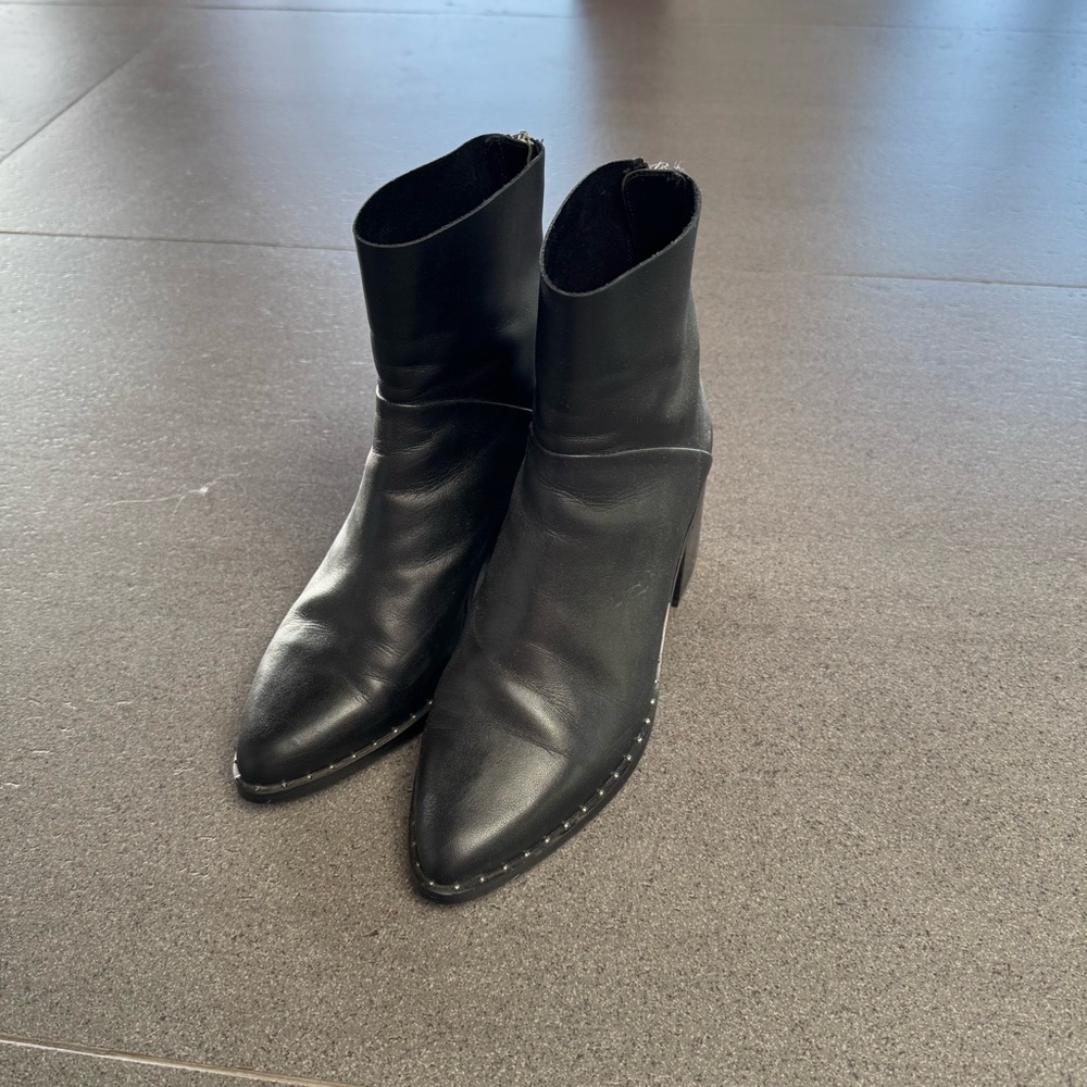 Black Leather Ankle Boots